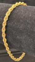 Gold Rope Chain Bracelet, Spring Ring Clasp - 2