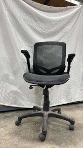 Black Mesh Ergonomic Office Chair with Adjustable Armrests and Tilt Mechanism