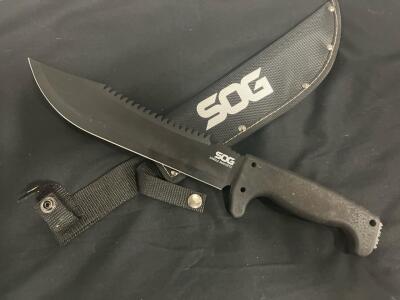 SOG Jungle Primitive Machete, 9.5" Blade, Kraton Handle, Nylon Sheath