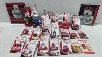 Large Coca-Cola Polar Bear & Magnet Collection Lot, Vintage Memo Holders, 29+ Branded Items