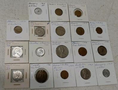 World Coin Lot: 19 Coins, Mexico, Canada, Australia, Hungary, Malaya/British Borneo, 1916&ndash;1981, Multiple Denominations
