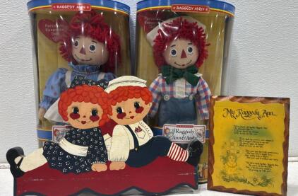 Raggedy Ann & Andy Porcelain Keepsake Dolls, Original Box w/ Decorative Plaque & Poem Art