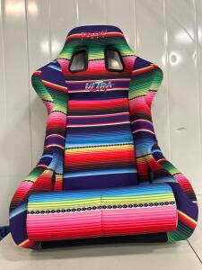 NRG Innovations Prisma racing seat in a multicolored serape blanket design