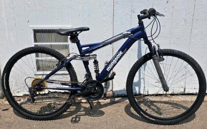 Mongoose Ledge Full Suspension 18" Frame, 26" Wheels, 18-Speed Mountain Bike &ndash; Blue