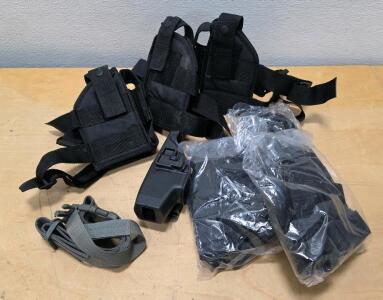 Lot of 5 Tactical Nylon Universal Taser Holsters, Drop-Leg/Waist Mounts, Accessories Included