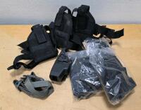 Lot of 5 Tactical Nylon Universal Taser Holsters, Drop-Leg/Waist Mounts, Accessories Included