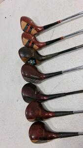 Vintage Daiwa, Augusta, Titleist Persimmon Woods Set &ndash; 1, 3, 5 Steel Shaft Fairway Clubs