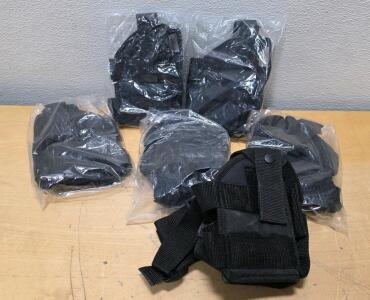 Tactical Nylon Belt Taser Holsters, Black, Universal Fit, Thumb Break, Set of 6