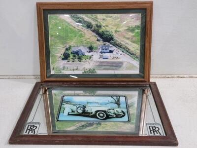 Framed Rolls-Royce Silver Ghost 1911 Print & Aerial Property Photo w/Air Photo Inc Order Label