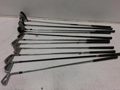 Assorted Golf Club Set &ndash; 9 Clubs Including Rawlings, Wilson, Spalding, and More