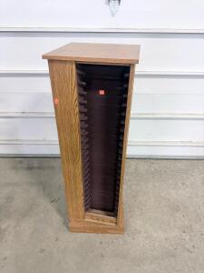Oak Finish Wood Media Storage Tower, Holds 24-30 CDs/DVDs, 40"x12"x12", Freestanding