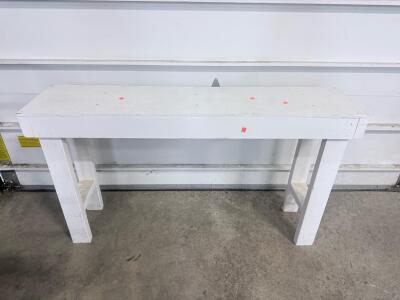 White Painted Wooden Utility Bench, 48" x 12" x 30", Solid Construction
