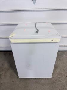 GE Compact Upright Freezer, 5.0 cu. ft. Capacity, White, Manual Defrost, Locking Door
