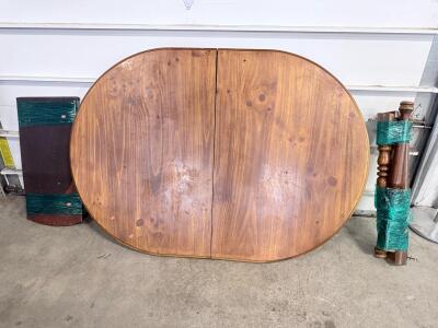 Oval Wooden Dining Table with Leaf, Seats 4-6, Turned Legs, Detachable
