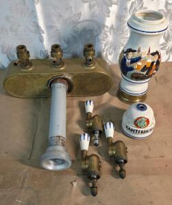 Vintage Kanterbr&auml;u 3-Tap Ceramic Beer Tower with Brass Accents