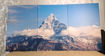 (1) Large 3-Panel Mountain Landscape Wall Art Print, 72"L x 36"T