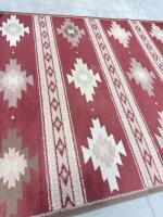 Southwestern Style Geometric Area Rug, Burgundy & Beige, 8x10 ft Rectangle, No Fringe - 3