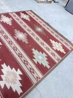 Southwestern Style Geometric Area Rug, Burgundy & Beige, 8x10 ft Rectangle, No Fringe - 4