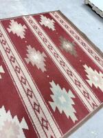 Southwestern Style Geometric Area Rug, Burgundy & Beige, 8x10 ft Rectangle, No Fringe - 7