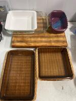 Bulk Mixed Kitchenware & Bakeware Lot: Glass, Ceramic, Metal Pieces, Baskets, Electric Slicer, 22 Items - 2