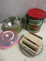 Bulk Mixed Kitchenware & Bakeware Lot: Glass, Ceramic, Metal Pieces, Baskets, Electric Slicer, 22 Items - 5