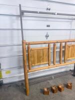 Rustic Wooden Log Headboard with Metal Rails and Wooden Risers, Queen/Full Size - 2