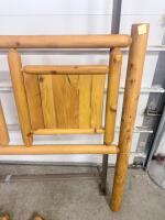 Rustic Wooden Log Headboard with Metal Rails and Wooden Risers, Queen/Full Size - 5
