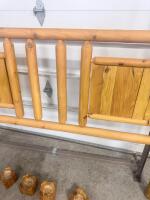 Rustic Wooden Log Headboard with Metal Rails and Wooden Risers, Queen/Full Size - 6