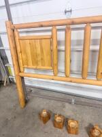 Rustic Wooden Log Headboard with Metal Rails and Wooden Risers, Queen/Full Size - 12