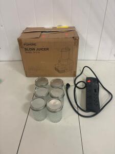 Cohere Slow Juicer Model:DYZ-02, (6) Mason Jars, APC SurgeArrest surge protector.