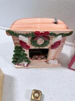 Snow House Plaster Christmas Village Set &ndash; 3 Boxed Houses, Fireplace Figurine, and Holiday Decor - 4