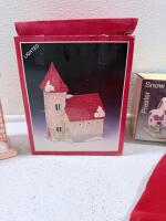 Snow House Plaster Christmas Village Set &ndash; 3 Boxed Houses, Fireplace Figurine, and Holiday Decor - 5