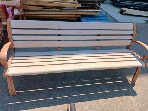 72" Outdoor Park Bench, Cast Aluminum Frame, Recycled Plastic Slats, Surface Mount, Seats 3