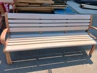 72" Outdoor Park Bench, Cast Aluminum Frame, Recycled Plastic Slats, Surface Mount, Seats 3 - 2