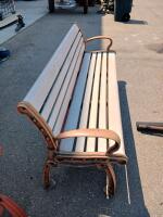 72" Outdoor Park Bench, Cast Aluminum Frame, Recycled Plastic Slats, Surface Mount, Seats 3 - 3