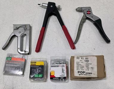Cherry Hand Rivet Tool, Unbranded Rivet Tool, Arrow JT21 Staple Gun, Extra Rivets & Staples Included, Various Sizes