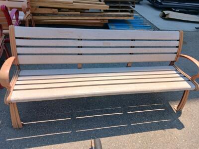 6-Foot Outdoor Park Bench, Powder-Coated Steel Frame, Composite Slats, Surface Mount, 3-Seat
