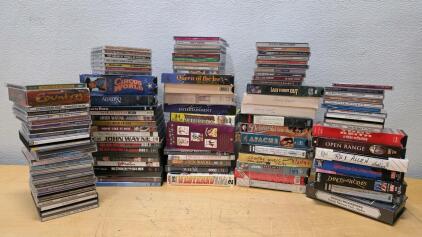 Large VHS & CD Lot - Classic Westerns, John Wayne Films, Country Music, Over 100 Titles