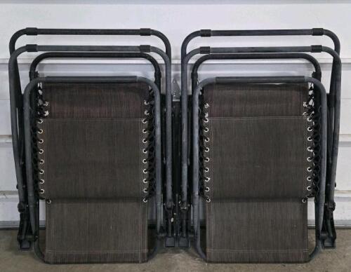 Zero Gravity Lounge Chairs, Set of 2, Metal Frame, Mesh Fabric, Adjustable Headrests
