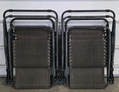 Zero Gravity Lounge Chairs, Set of 2, Metal Frame, Mesh Fabric, Adjustable Headrests