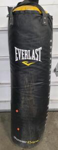 Everlast PowerCore Heavy Bag 80lbs, Black and Yellow, Hanging Straps