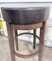 Padded Bar Stool, Wood Frame, Footrest, - 4