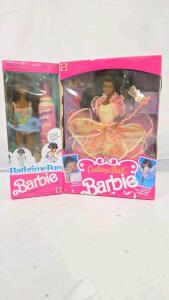 1990 Mattel African American Costume Ball & Bathtime Fun Barbie Dolls, NRFB