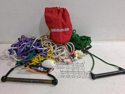 Multicolor Water Sports Tow Rope Set w/ Hydroslide Handle, Sea-Doo Bag, Power Grip Handle