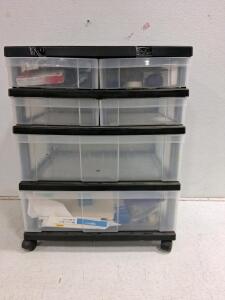 Rolling Storage Cart, 4 Drawers, Brother Tape, Office Supplies, Staples, GBC CombBind, Mouse