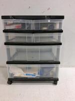 Rolling Storage Cart, 4 Drawers, Brother Tape, Office Supplies, Staples, GBC CombBind, Mouse