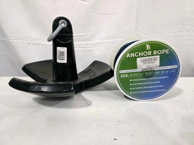 20 lb Mushroom Anchor Kit with 100 ft 3/8 in Rope, Stainless Steel Thimble, and Shackle