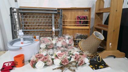 Like New Spin Mop and Bucket, Baby gate, Traveling Brochures Hodler, and Center table flowers