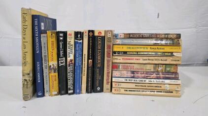 Lot of 20 Mixed Western & Historical Fiction Paperbacks & Hardcover, Louis L'Amour, Perry Mason