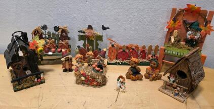 Autumn Harvest Decor Set: Figurines & Birdhouses, Fall-Themed Accents